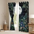 thumbnail image 3 of Manfei Teens Starry Sky Moon Black Out Curtains,Chic Floral Flower Curtains Pack of 2 (42x63 Each),Bohemian Theme Bedroom Curtains,Lightweight Room Decor, 3 of 6