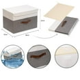 thumbnail image 4 of Fymlhomi Large Collapsible Storage Box with Lid, Linen Fabric Clothing Shelf Basket Bins Box For Towels, Books, Clothes 15 x 9.8 x 9.8 inch (White/Grey, 2-Pack), 4 of 5