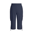 thumbnail image 7 of Women's Cargo Capris, Elastic Waist Solid Color Casual Cropped Pants with Pockets, Loose Fit Summer Long Shorts Workwear, 7 of 7