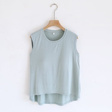 Prix Spécial, Blouse Femme Unie Décontractée Mode Col Rond Régulier Sans Manches, Coton Doux, Vêtements de Nuit, Sommeil Confortable, Vêtements de Détente Respirants en Tissu,Sopatenor