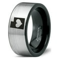 thumbnail image 1 of Tungsten Utah The Beehive State Heart Band Ring 8mm Men Women Comfort Fit Brushed Gray Flat Cut Black Polished, 1 of 4