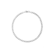 JEWELRY ADDICT 14K White Gold Men & Women's 8" 3.70mm Light Cuban Chain Bracelet