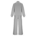 thumbnail image 5 of Kinrui Women's 2 Piece Matching Lounge Set Winter Long Sleeve Quarter Zip Pullover Wide Leg Airport Travel Pants Casual Sweatsuit Tracksuits Gray,L, 5 of 8