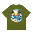 thumbnail image 3 of NAMTYQX Mens Shirts Summer Cool Short Sleeve Crew Neck Lounge Lightweight Loose Patterned Plus Size Elasticated Casual Tshirts Shirts for Men Army Green Size 2XL, 3 of 5