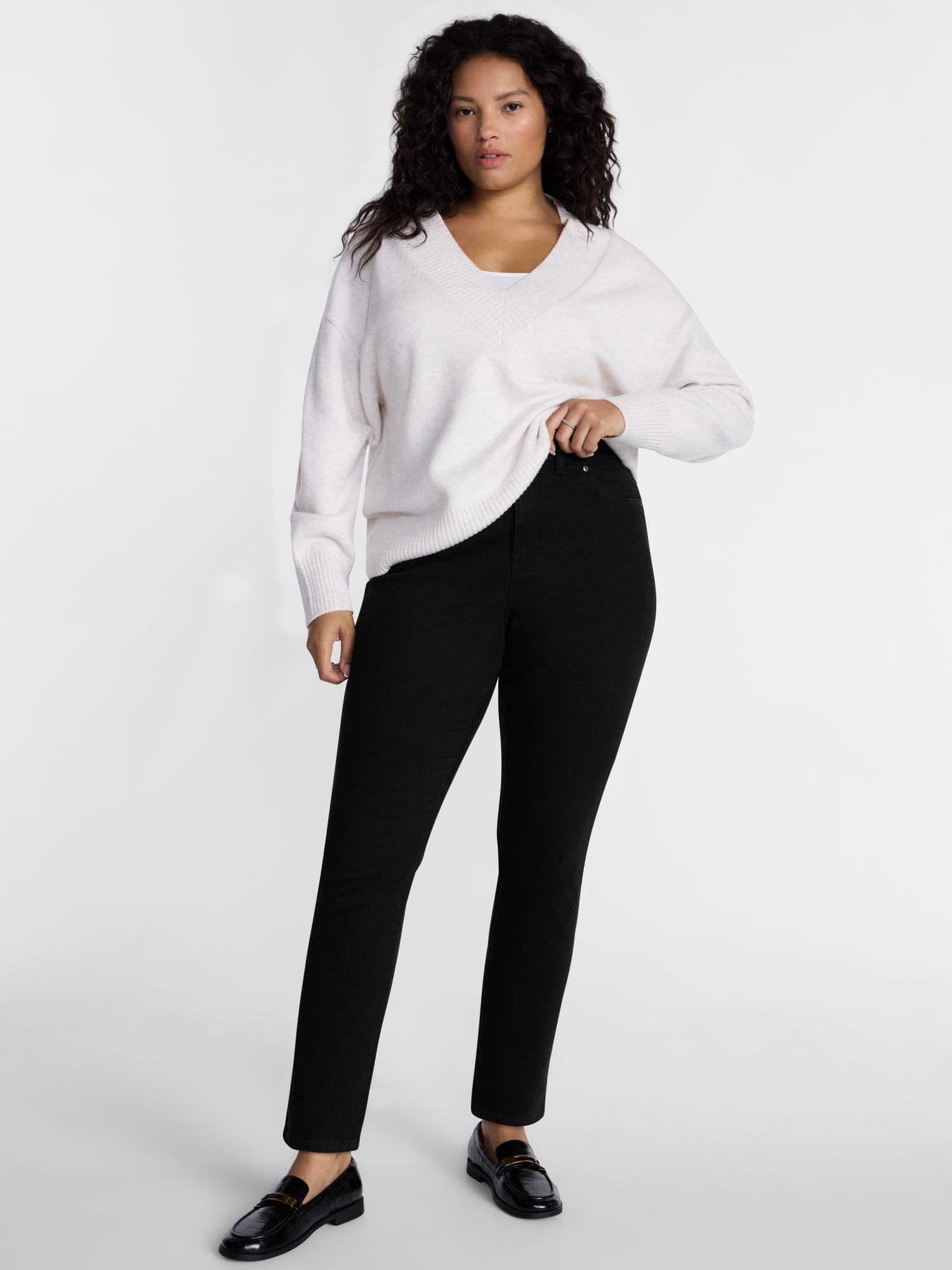 Terra & Sky Women's Plus Signature High Rise Skinny Jeans, 30" Inseam, Sizes 16W-26W
