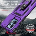 thumbnail image 5 of for Motorola Edge Plus 2023 Case w/ Slide Camera Cover HD Screen Protector [ Grade 16ft. Drop Tested]  Ring Holder Kickstand Protective Phone Case for Motorola Edge+ Plus 2023, Purple, 5 of 17