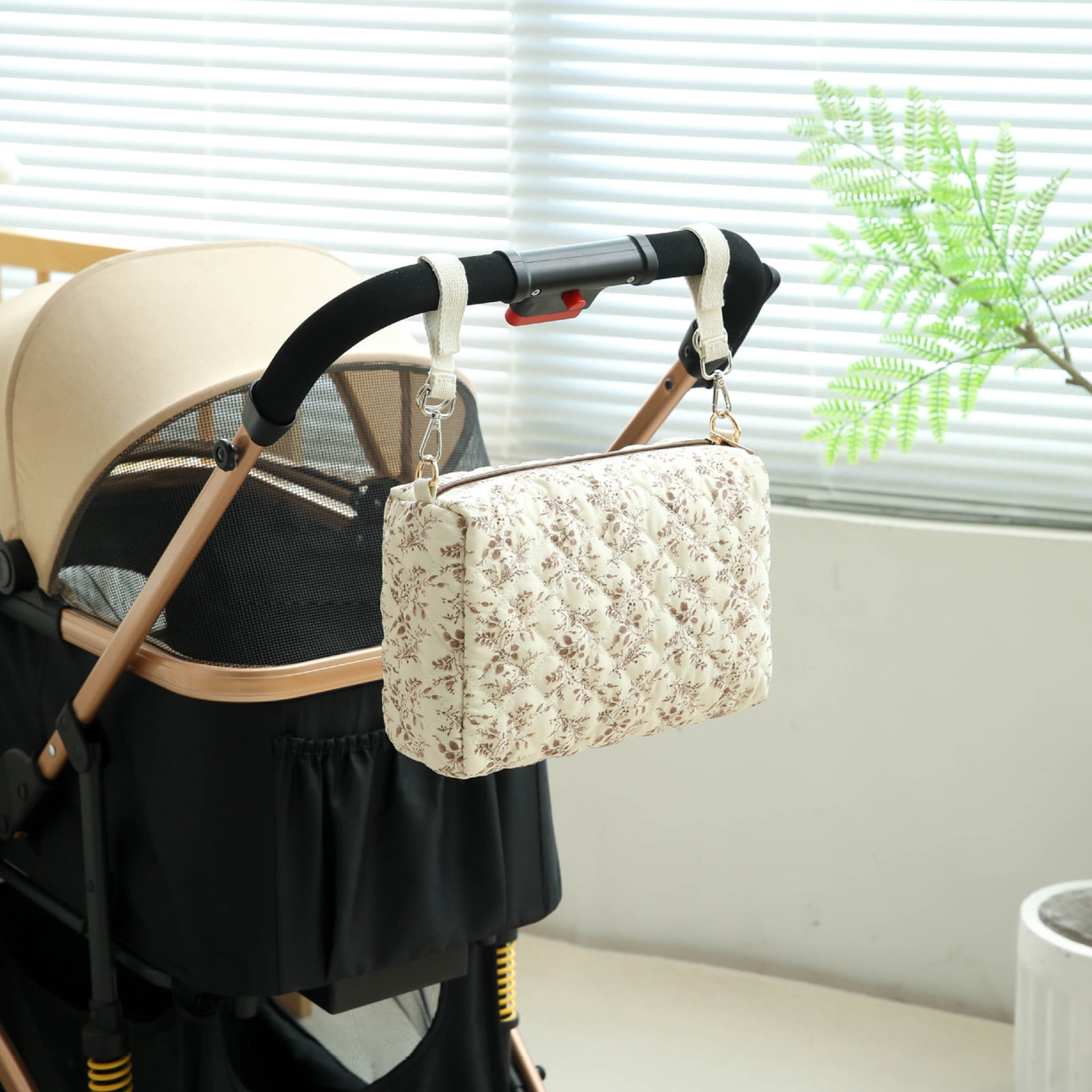 Multifunctional Strollers Bag Pushchair Storage Organizers Quilted Design for Diaper Water Bottle