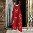 thumbnail image 3 of Fgvctg Womens Valentine's Day Jumpsuit Wide Leg Pant Fashion Overall Love Heart Print Sleeveless Spaghetti Straps Jumpsuit Rompers Bib Overalls Plus Size Sprimg Pants With Pockets Light Purple 3XL, 3 of 5