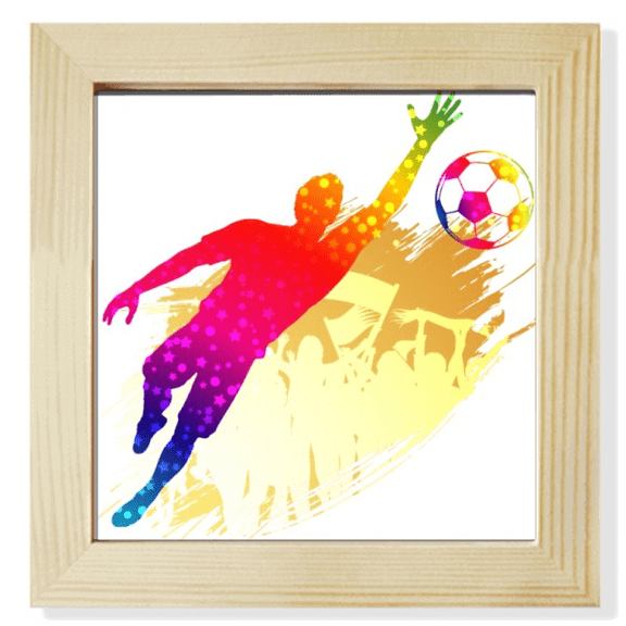 Football Goalkeeper Blocks Soccer Square Picture Frame Wall Tabletop Display