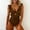 Brown, variant on One Piece Swimsuit Women Beach Fashion Flowy Ruffle V Neck Bathing Suit Tummy Control Ruched Swim Suits Solid Slimming Swimwear, Black S