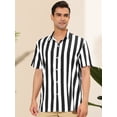 thumbnail image 2 of INSPIRE CHIC Camisa a rayas para hombre, manga corta, color block, con botones, playera de playa Negro XL, 2 of 6