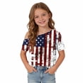 thumbnail image 6 of Girls 4th of July Shirts Kids 250th Anniversary USA Shirt Tops Short Sleeve One Shoulder T-Shirts Independence Day Graphic Tees Patriotic Pullover Blouse Multicolor F 9-10 Years, 6 of 9