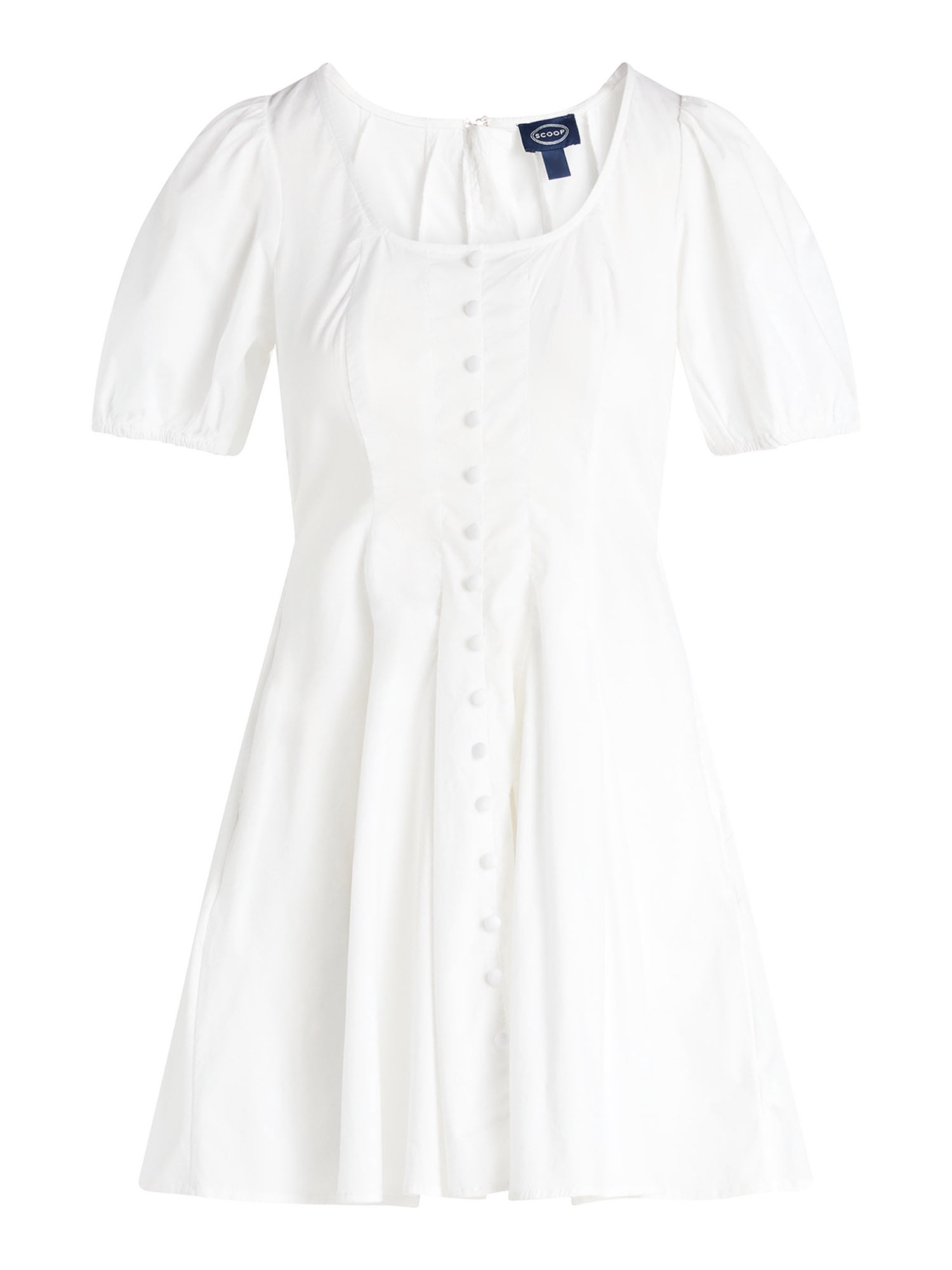 Scoop Women’s Pleated Mini Dress with Puff Sleeves, Sizes XS-XXL