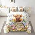 thumbnail image 2 of Erosebridal Animal Highland Cow Bedding Sets Twin Size,Spring Garden Comforter Sets with Sheets,Flower Decor,Reversible,Breathable,7-Piece, 2 of 5