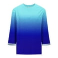 thumbnail image 7 of Inverlee 3/4 Sleeve Gradient Color Tshirts for Women Trendy Casual Plus Size Crewneck Blouse Summer Breathable Softy Tunic Tops, 7 of 7