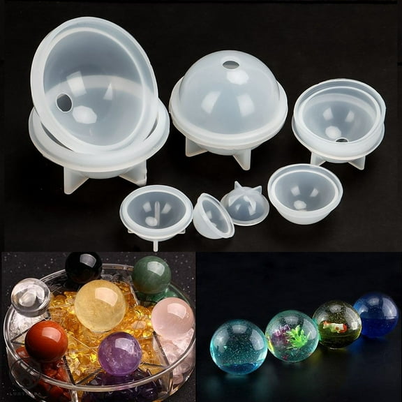Luxtrada 5PCS/Set Silicone Resin Casting Mold DIY Round Epoxy Mould Craft Jewelly Making Tool Kit