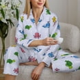 thumbnail image 4 of Wukai Sea Turtle Whale Print Women's Pajama Set - Soft Long Sleeve Sleepwear for Comfort and Style-Small, 4 of 9