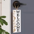 thumbnail image 2 of Welcome Floral Brown 10 x 4 Solid Pine Wood Decorative Vertical String Sign, 2 of 4