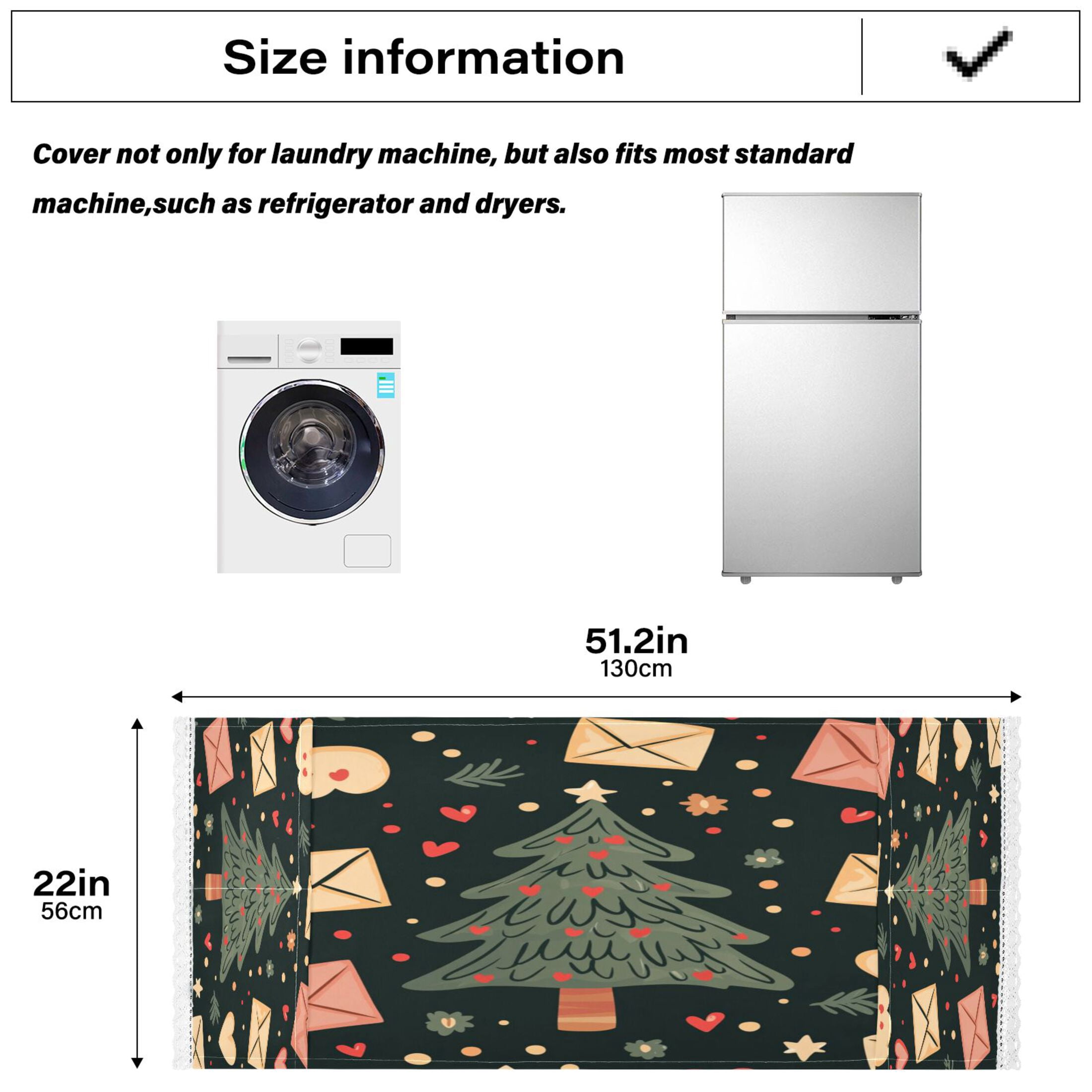 Christmas TreeWasher and Dryer Covers Dust-Proof and Oil Resistant Fridge Cover with 4 Storage Pockets Washing Machine Top Cover for Laundry Kitchen Home 51.2 x 22 In