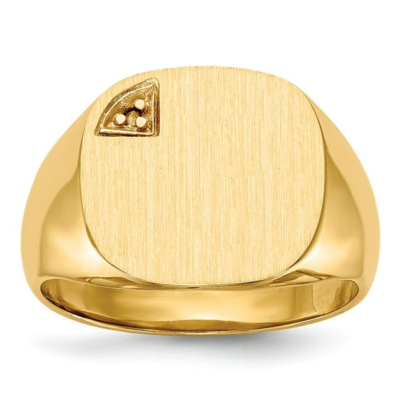 14K Yellow Gold Ring Band Signet 4 to 14.6 mm (tapered)