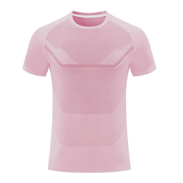 Tops para hombre, blusas y camisas de cuello redondo y manga corta para hombre, blusas de verano para hombre de malla transpirable elástica ajustada cómoda deportiva informal de manga corta con cuello