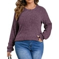 thumbnail image 4 of Fantaslook Womens Plus Size Tops Crewneck Long Sleeve Shirts Loose Tunic Tops Curved Hem Fall Pullover, 4 of 9