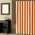 thumbnail image 2 of Fabric Shower Curtain, Orange and White Striped Geometric Bathroom Curtain with 12 Hooks Waterproof No Bad Odor Machine Washable Bath Curtains for Bathroom, Spa Room, 60"x72", 2 of 6