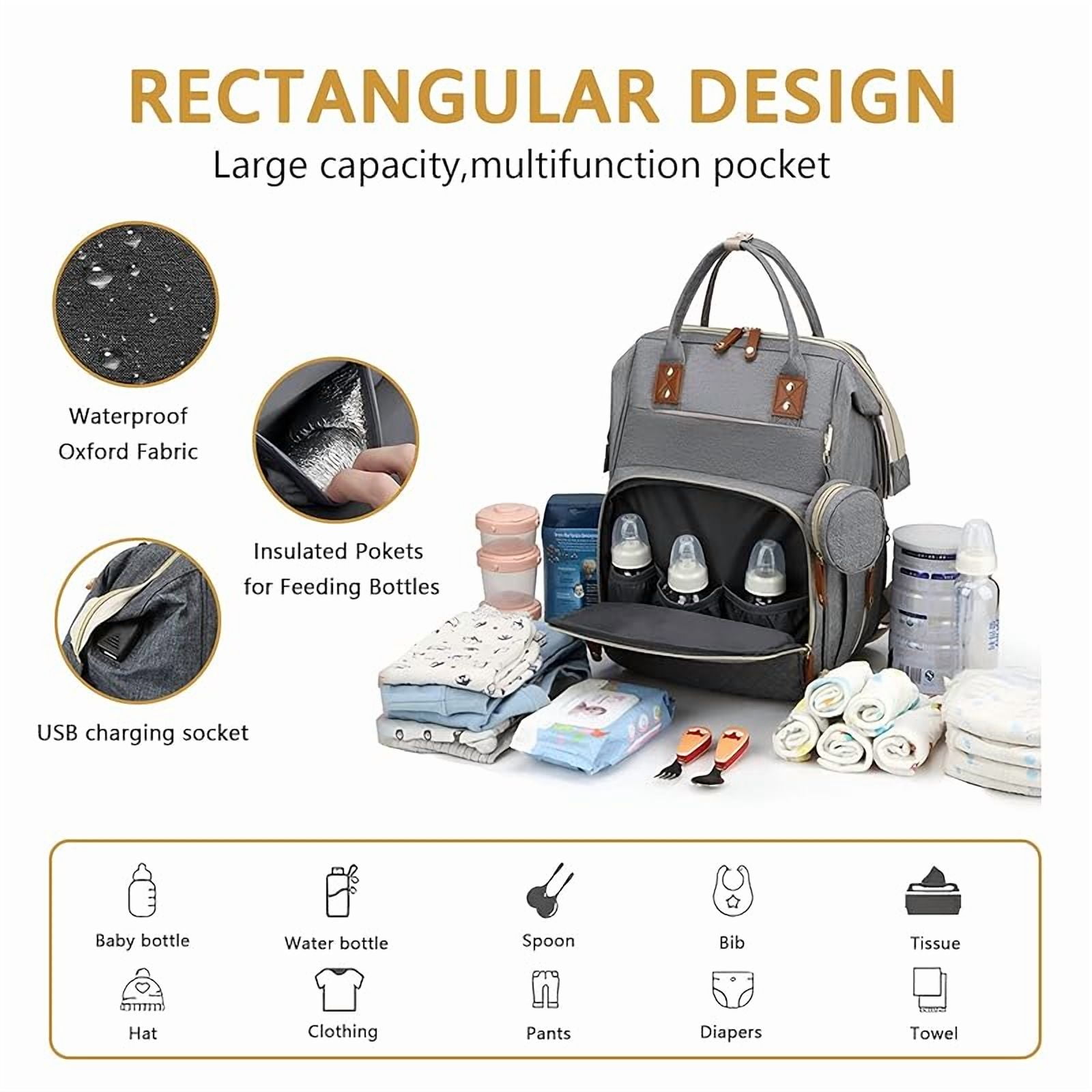 Diaper Bag Backpack with Changing Station, Foldable for Bady Toddler, 3 in 1 Large Capacity Newborn Essentials Organizer with Stroller Hook for Girls and Boys