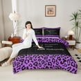 thumbnail image 4 of jejeloiu Purple Black Queen Comforter Set,Inspirational Quote Bedding Sets,Leopard Cheetah Print Bedding Comforter Set For Teens,Super Cozy Room Decor Reversible,3-Piece, 4 of 8