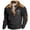 Black, variant on WREESH Men's Retro Henley Shirts Casual Long Sleeve Loose Top with Stand-Up Neck Zipper and Pockets for a Unique Style Black