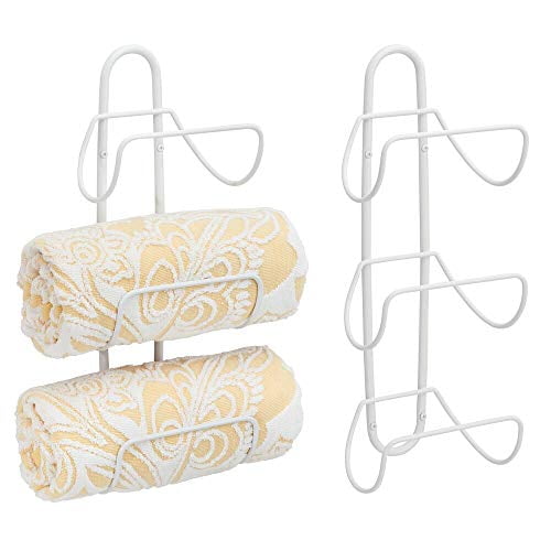 mDesign Modern Decorative Metal 3Level Wall Mount Towel Rack Holder and Organizer for Storage