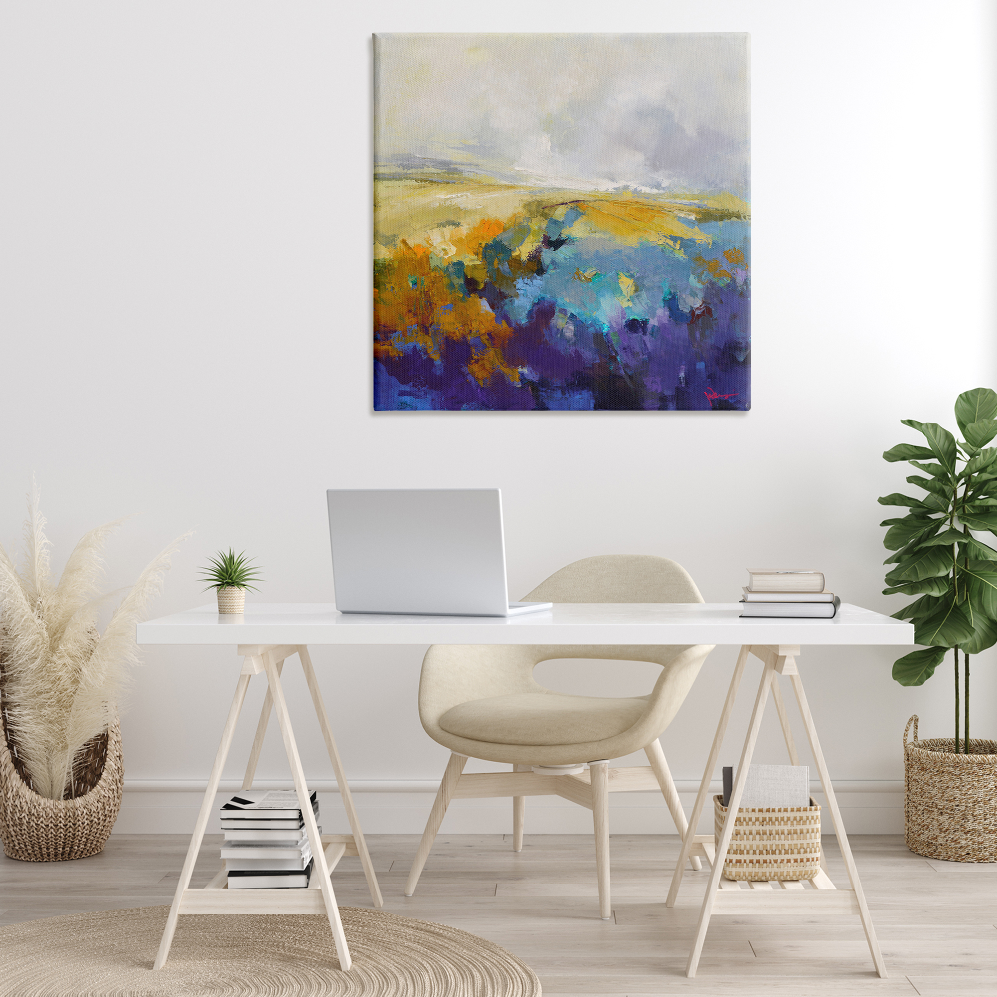 Stupell Industries Expressive Country Field Landscape Painting Gallery Wrapped Canvas Art Print Wall Art, 36 x 36