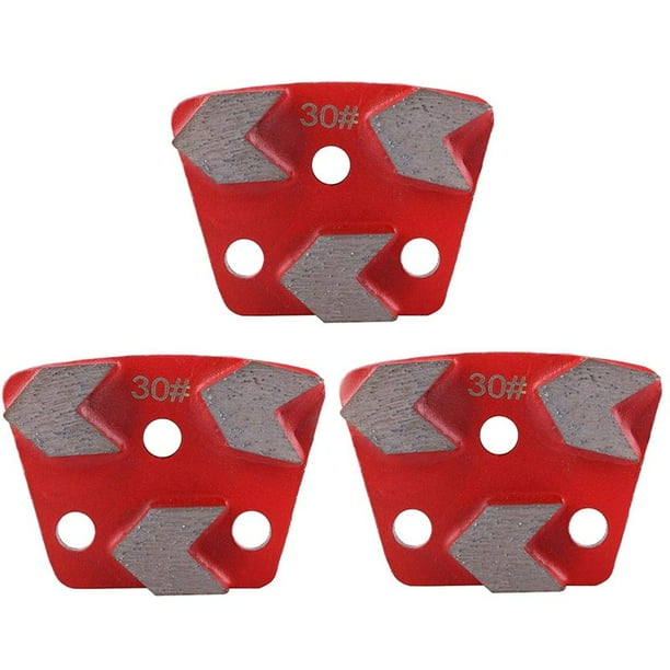 3X 30 Grit Disco de Almohadilla de Pulido de Piso de Diamante Trapezoidal Raspador de Enlace de Metal