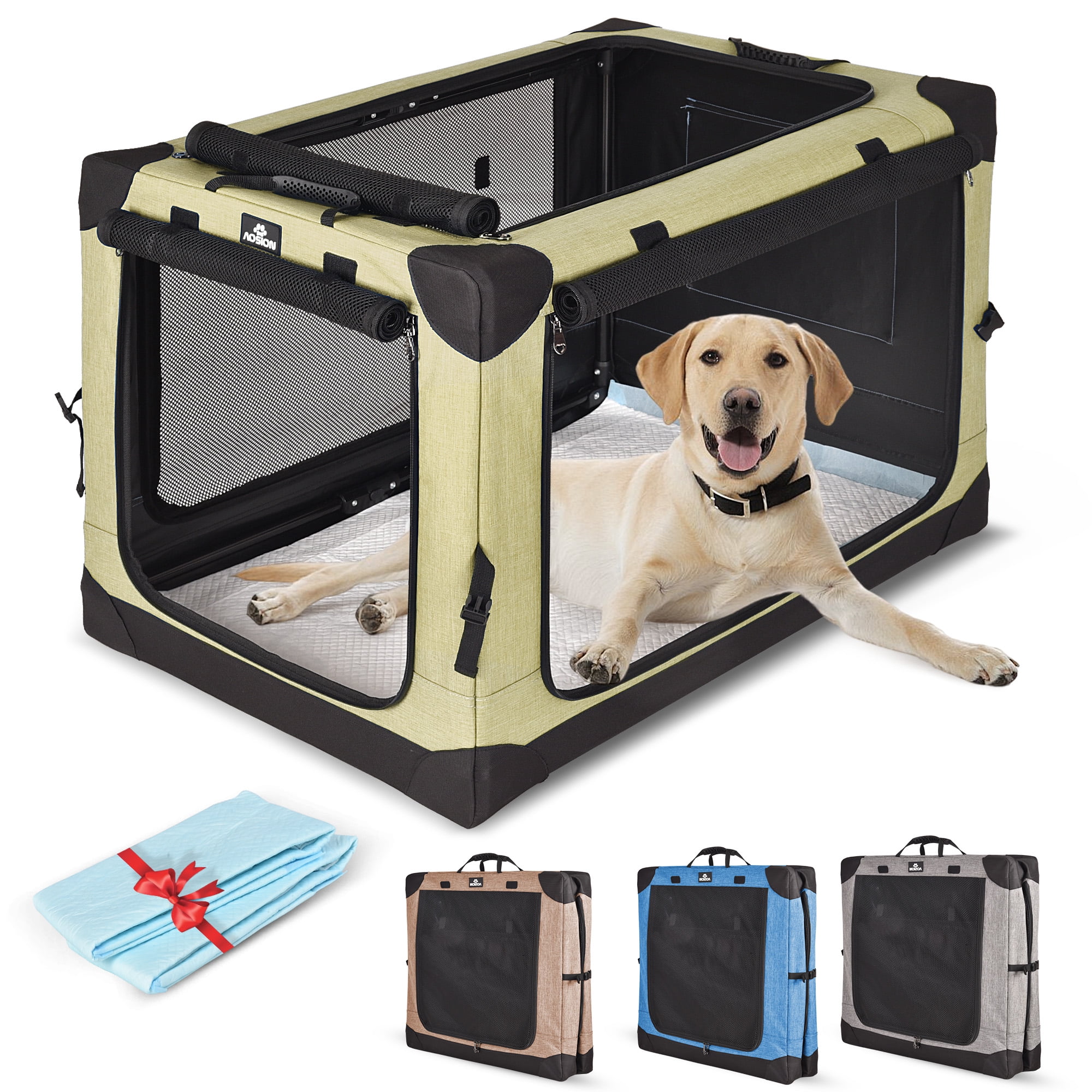32" Collapsible Dog Crate, Dog Travel Crate,Portable Dog Crate,4 Door