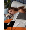 thumbnail image 3 of Burnt Orange Black Full Size Flat Sheet, Wrinkleproof & Fadeproof Cooling Flat Bed Sheet Only, Modern Abstract Geometric Breathable Soft Bedding Top Sheets 81 x 96 Inches, 3 of 8