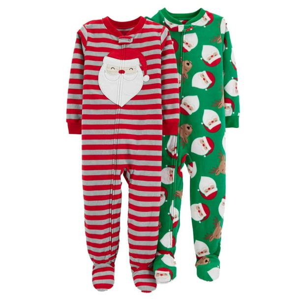Carter's Carters Infant Boys 2PC Christmas Sleepers Set Santa Claus Reindeer Pajamas 12M
