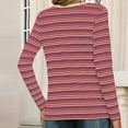 thumbnail image 6 of Casual T-Shirts Womens Long Sleeve Striped Tops Crew Neck Loose Fit Fall Spring Pullover Tee Tshirts (XL, Wine), 6 of 6