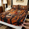 thumbnail image 4 of Manfei Hippie Tiger Queen Sheets, Vintage Animal Print Queen Sheet Sets, Dark Brown Orange, 4-Piece, 1 Flat Sheet, 1 Fitted Sheet and 2 Pillowcases, 4 of 6