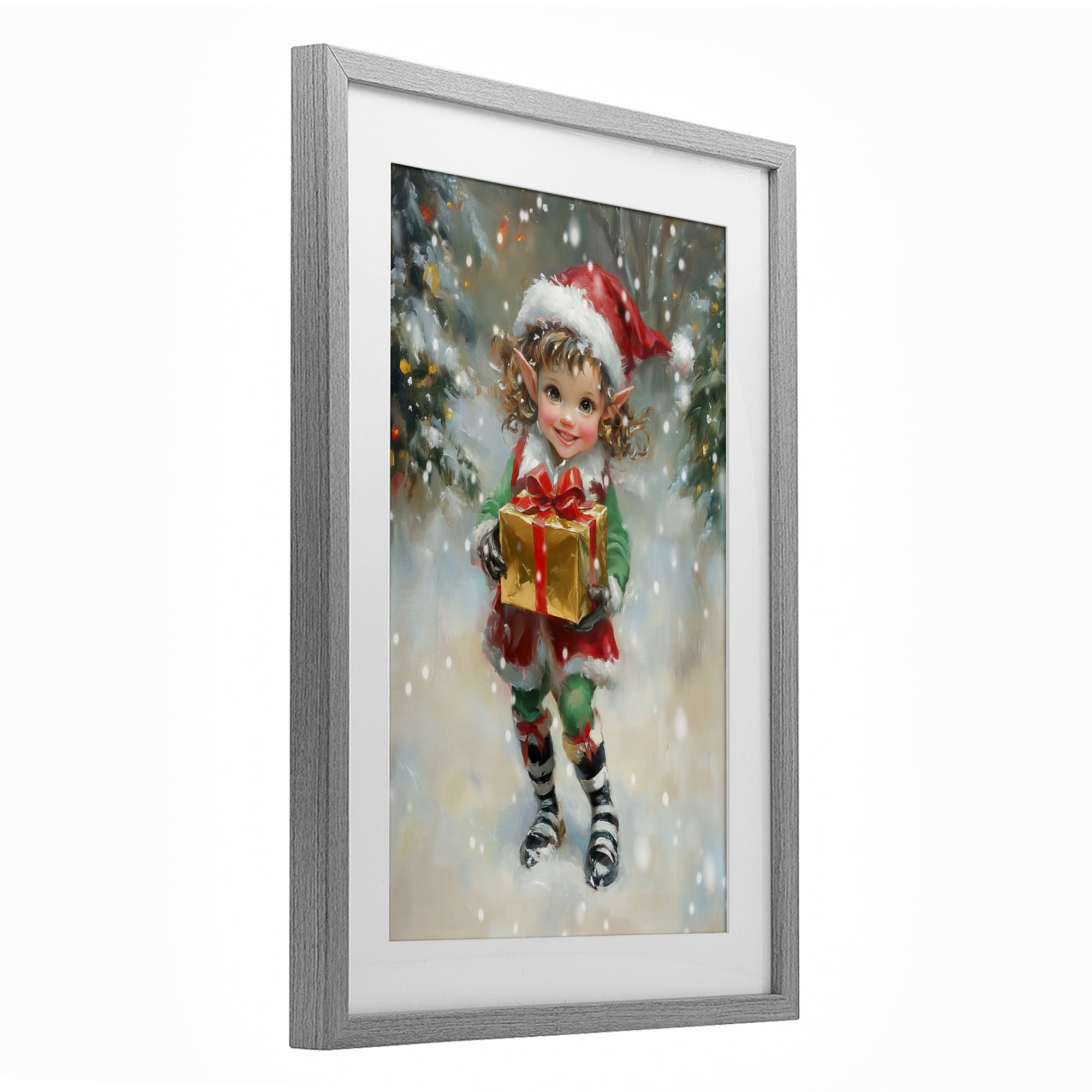 Stupell Industries Santa's Little Elf Gray Framed Print Under Glass, design by Tina LeCour