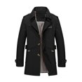 thumbnail image 5 of Dnzceghtig L;Abrigo verde militar para hombre, color liso, cuello vuelto, chaqueta de un solo pecho, cortavientos, informal, de negocios, gabardina, prendas de vestir exteriores para otoño e invierno, 5 of 5