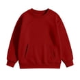 thumbnail image 4 of Chiccall Casual Girls Crew Neck Sweatshirt Plain Tone Soft Comfortable Daily Walking Shopping Vacation Cute Pullover Sweatshirt for Kids, 4 of 5