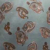Decora Furnishings Soft Thick Luxurious Velvet Finish Microfiber Fabric Digitally Printed Paisley Design Fabric for Upholstery Window Treatments Craft - Width 54 inch - Fabric by The Yard (Baby Blue)