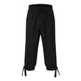 thumbnail image 1 of Mens Leisure Solid Color And Five Point Pocket Button Zipper Lace Up Shorts Pants, 1 of 2