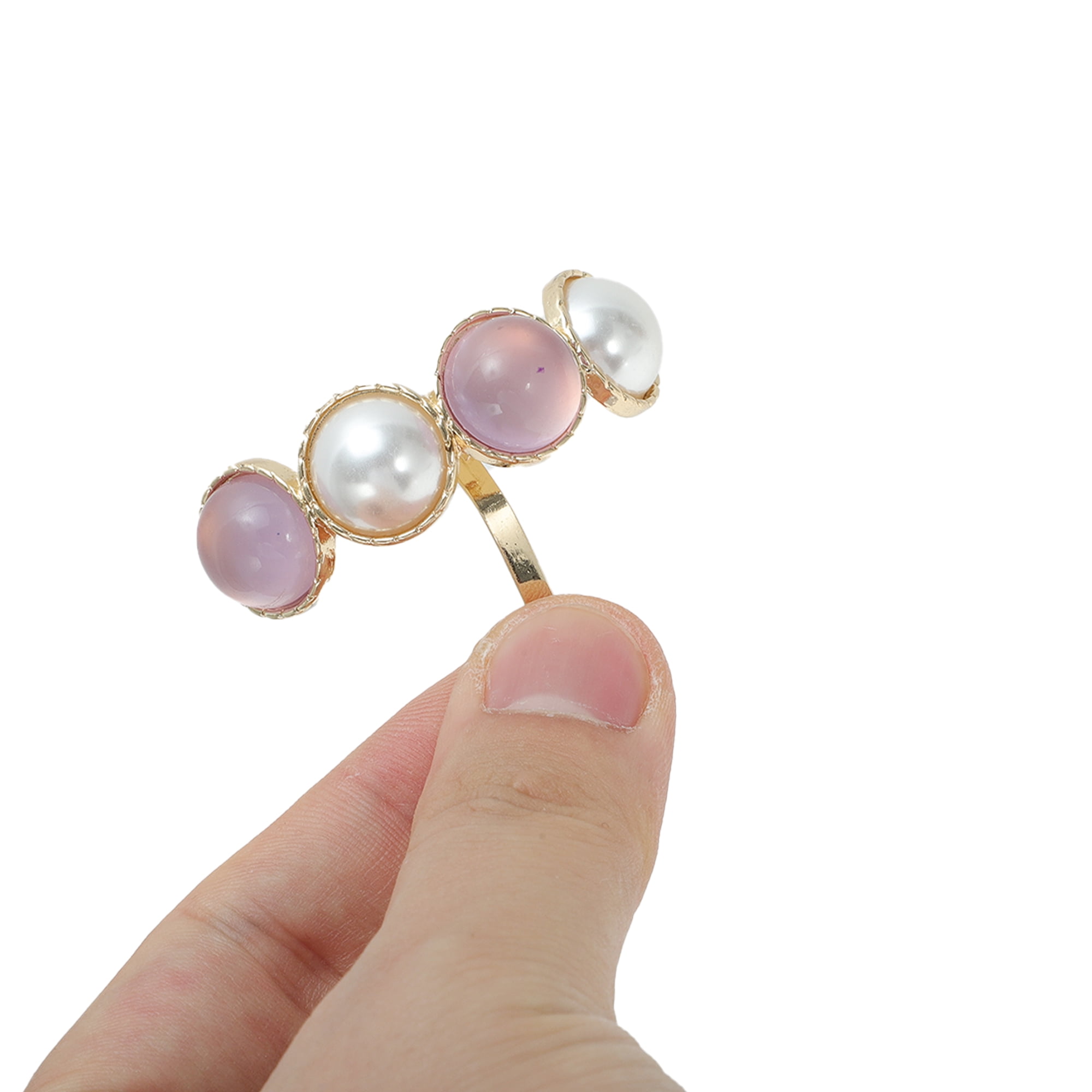 Unique Bargains Faux Pearl Ponytail Buckle Hair Clip Purple White Gold Tone