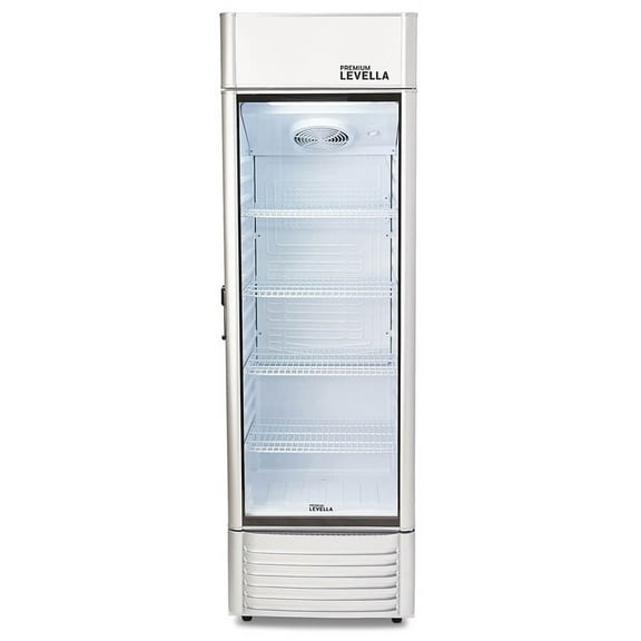 Premium Levella 12.5 Cu Ft Glass Door Beverage Refrigerator in Silver