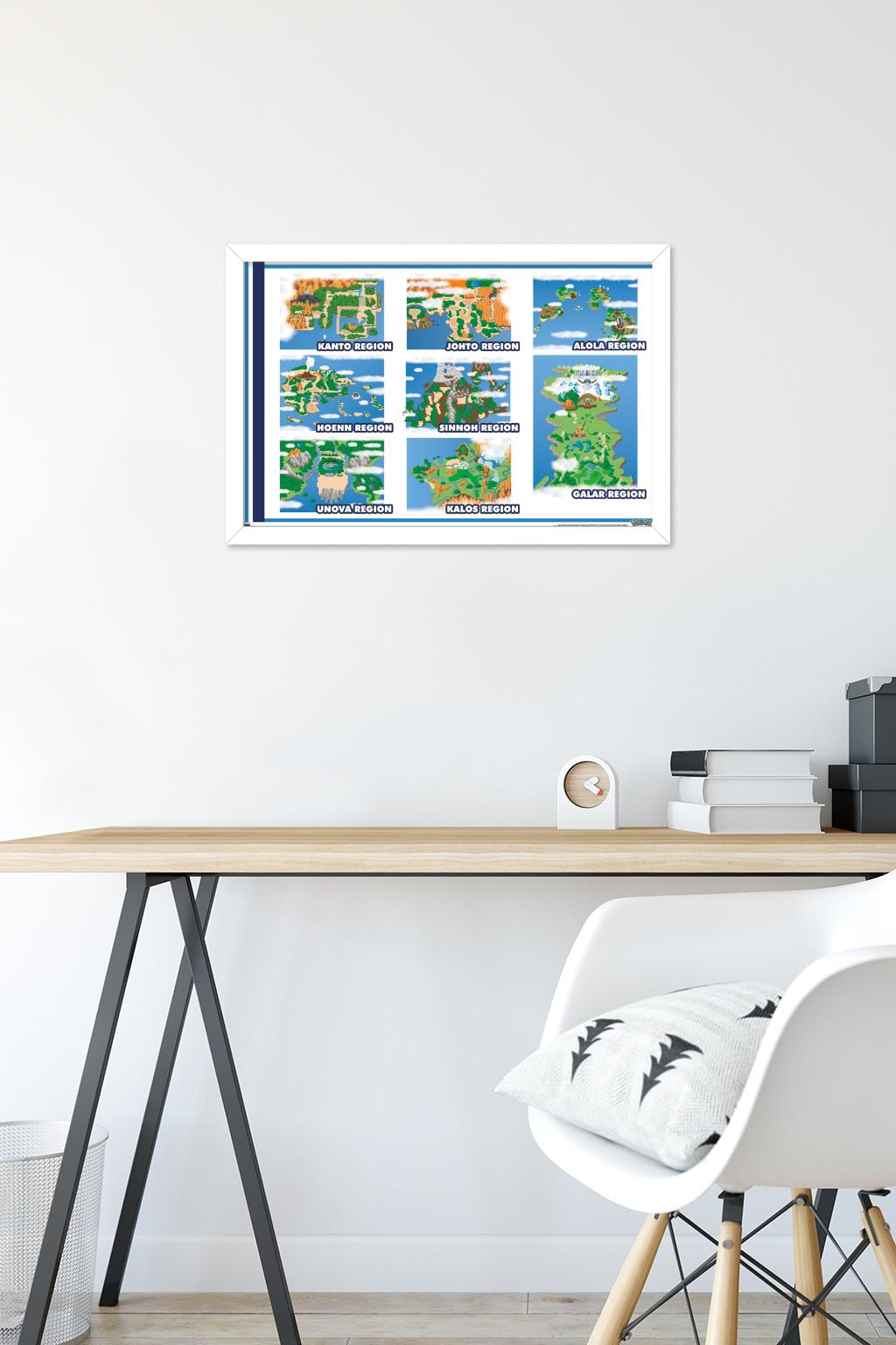 Pokemon - Map Grid Wall Poster, 14.725" x 22.375" Framed