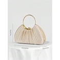 thumbnail image 6 of JKCCZLL QWINEE Women's Shell Shaped Clutch Purse Ruched Mini Crossbody Bag Elegant Evening Handbag with Chain Strap,Solid Beige,1, 6 of 6
