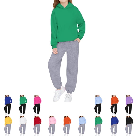 Swuxness Toddler Long Sleeve Sweatshirts 2-Piece Suits Contrast Hooded Long Pants Trendy Wear