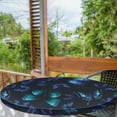 thumbnail image 2 of Ambesonne Spring Fitted Round Tablecloth, Butterfly Grunge Abstract, 36"- 40" Diameter, Indigo Dark Seafoam Black, 2 of 5