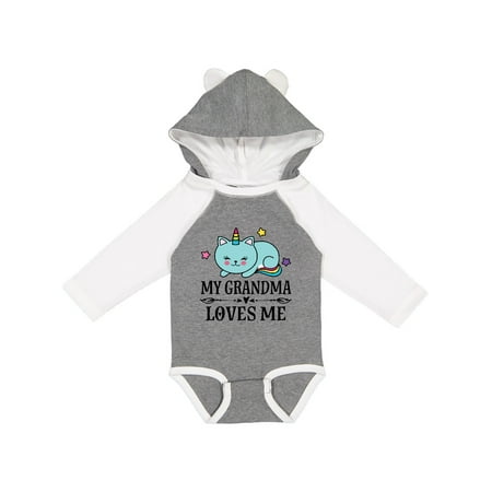 

Inktastic Grandma Loves Me Unicorn Cat Gift Baby Girl Long Sleeve Bodysuit